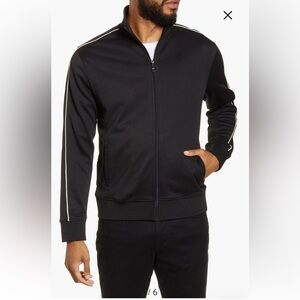 Vince Black Performance Jacket Slim Fit Zip-Up Track Jacket